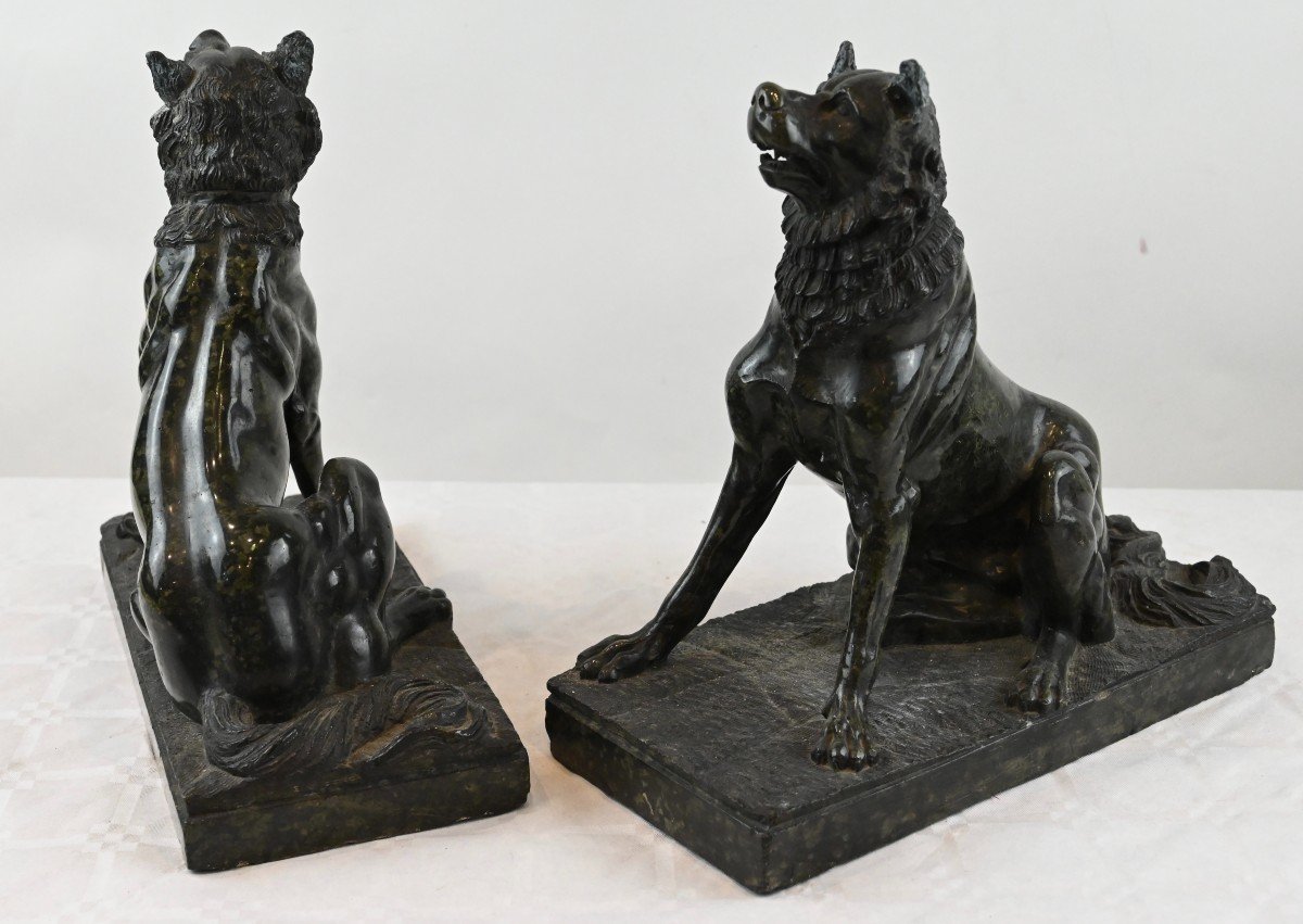 Pair Of Marble Dogs - 19th Century France-photo-4